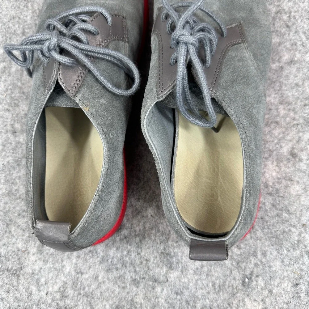 Clae Ellington Mens Grey Suede Low Top Sneakers Red Sole CLA01246 Size 9